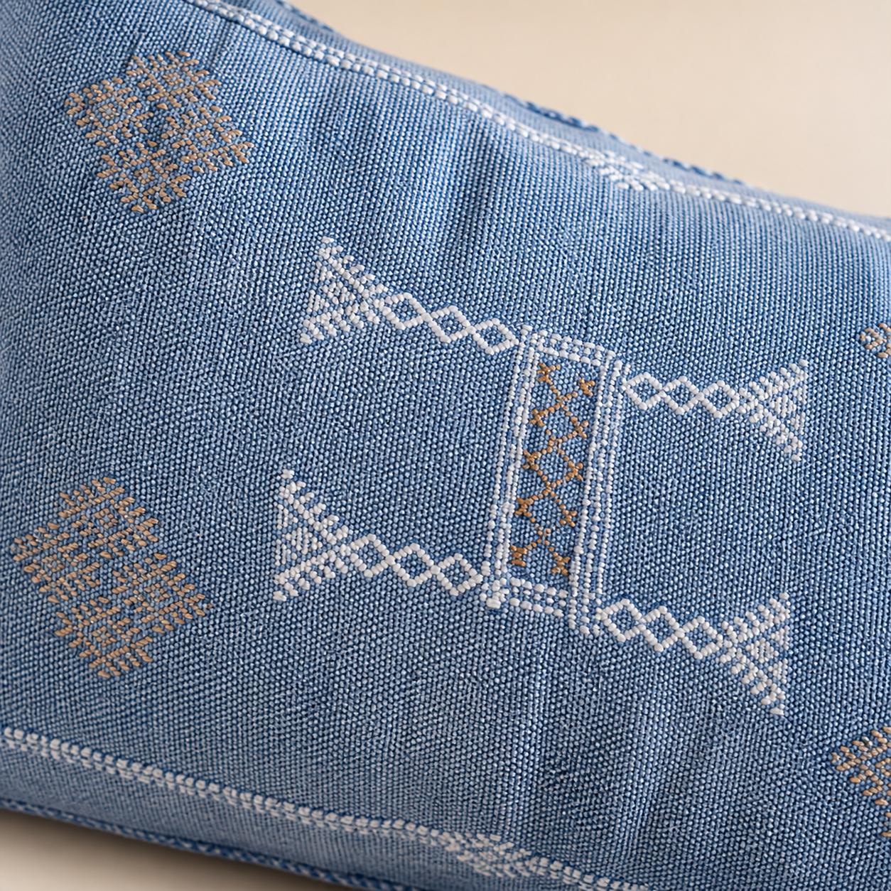 Amazigh Cactus Silk Cover 12x20 Handmade Lumbar Pillow