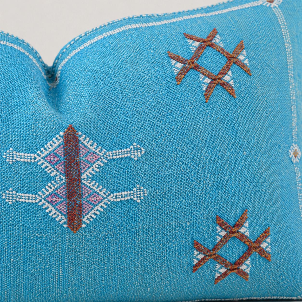 Amazigh Cactus Silk Cover 12x20 Handmade Lumbar Pillow
