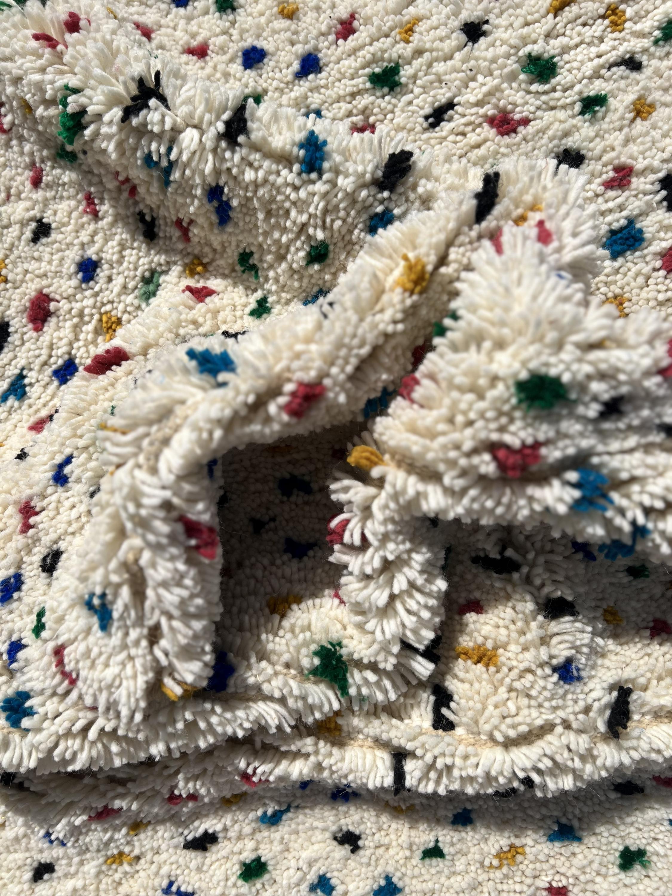 Handmade Polka Dot Rug - Colorful Confetti Beni Ourain Rug - Shaggy Wool Carpet - Boho Nursery Area Rug - Funky Berber - Custom Size