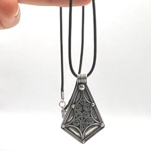 Berber Amulet Sterling Silver Pendant Necklace: Tuareg Cross African Spiral Boho Gypsy Boho