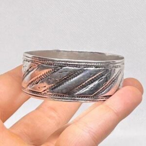 Vintage Berber Sterling Silver Bangle, Tribal Cuff Bracelet