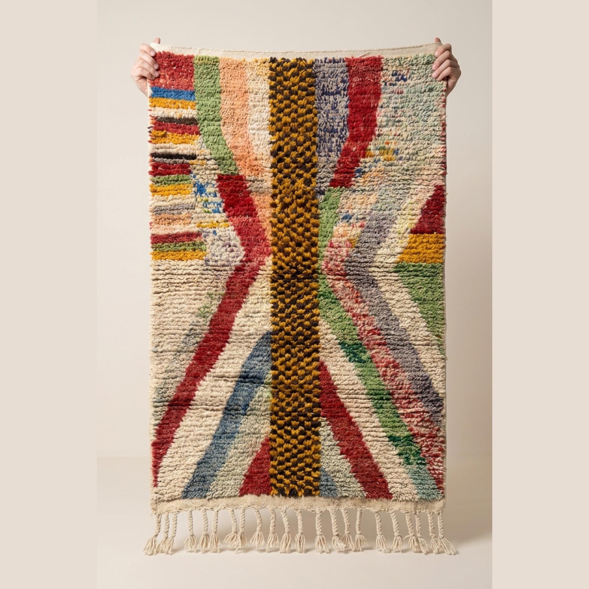Boujaad Rug - Colorful Abstract Wool Rug - Handmade Art Rug - Bold Boho Area Rug - Multicolor Berber Carpet - Multiple Sizes