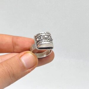Handmade Antique Berber Pyramids Sterling Silver Tuareg Ring: Ethnic Tribal Jewelry Rings