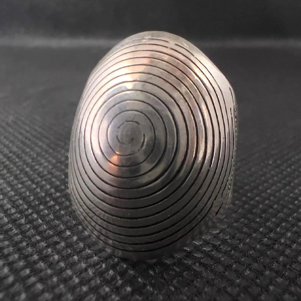 Handmade Sterling Silver Berber Ring: Spiral Engraved Tribal Jewellery, Size 8