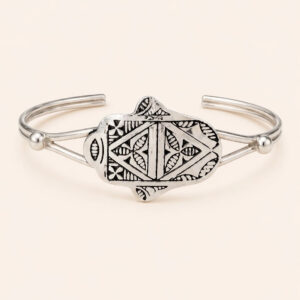 Berber Silver Geometric Bracelet – Moroccan Accent for Daily Wear