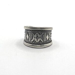 Sterling Silver Amazigh Ring - Hand-Engraved Berber Tribal Band (Size 7 US)