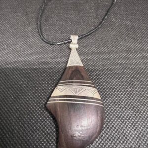 Antique Tuareg Ebony Pendant: Sterling Silver Inlay, African Amulet