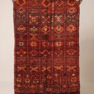 Vintage Rug 5x4 ft - Red Tribal Wool Rug - Antique Berber Carpet - Boho Living Room Rug - Rehamna Area Rug - One of a Kind