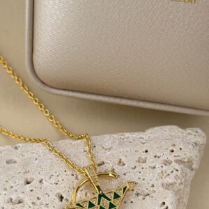 Amazigh 18K Gold Vermeil Tizerzit Pendant Green Necklace