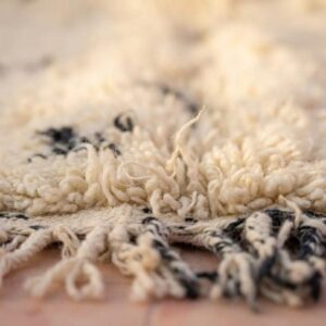 Hand-knotted Beni Ourain Wool Rug, Cream Berber Symbols, Boho Bedroom Decor