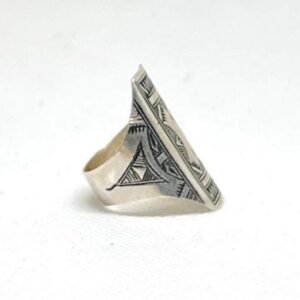 Handmade Berber Sterling Silver Ring: Engraved Boho Tribal Jewelry, Size 8