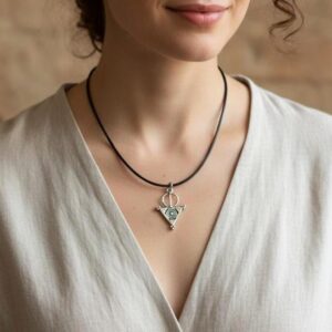 Berber Tizerzai Pendant Necklace: Tazerzit Sterling Silver Fibula, Tuareg Amazigh Jewelry