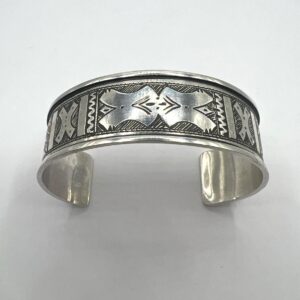 Sterling Silver Tuareg Cuff Bracelet: Hand-Engraved Berber Tribal Bangle, Boho Ethnic African Hammered Jewelry