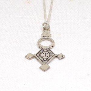 Tuareg Cross Pendant: Yaz Sterling Silver African Tribal Berber Sahara Tribe Pendant Necklace