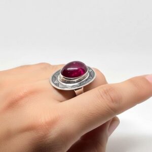 Tuareg Handmade Sterling Silver Red Ruby Ring: Berber Tribal Jewelry, Size 7 US