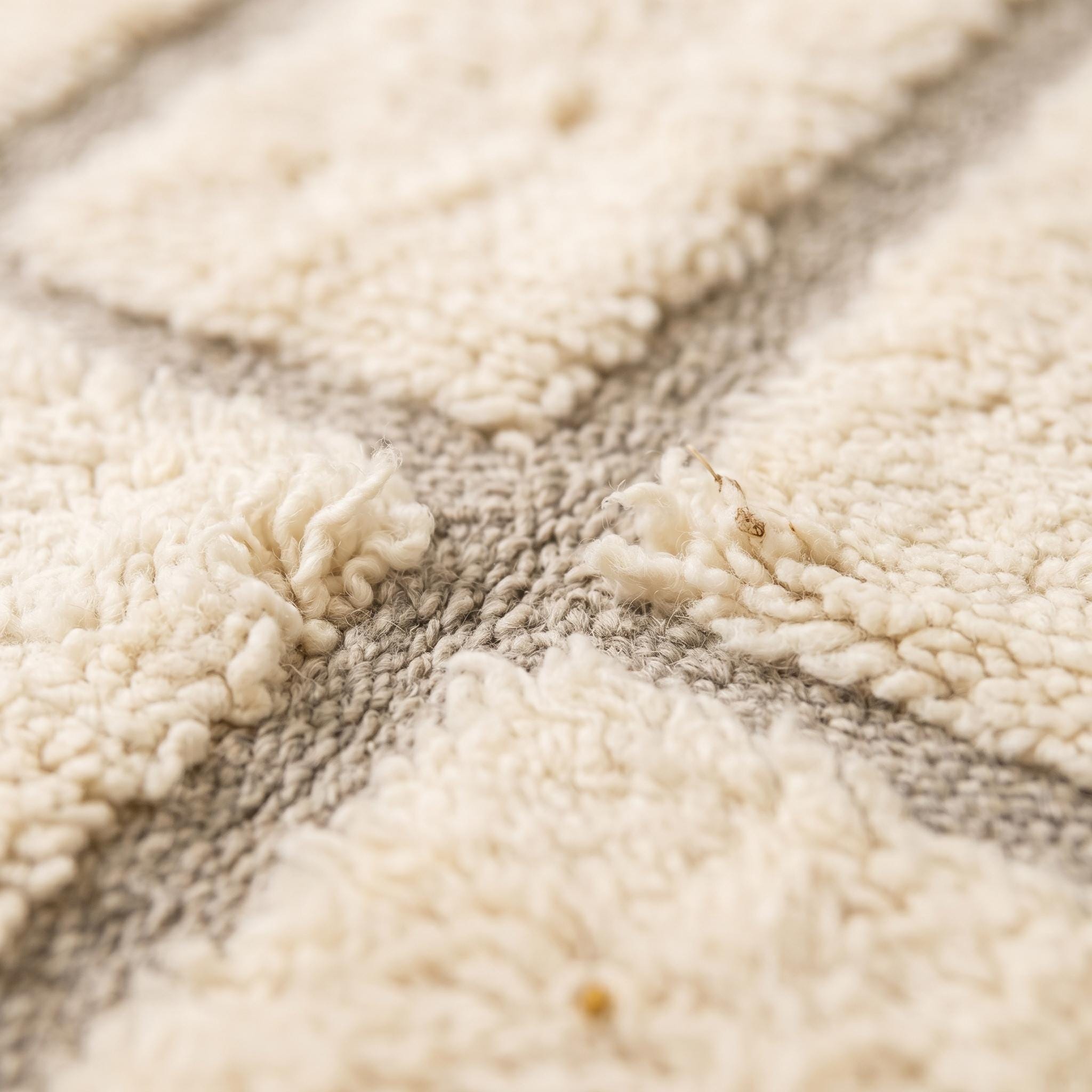 Beni Ourain Rug - Ivory Grey Wool Rug - Handmade Striped Rug - Japandi Area Rug - Minimalist Berber Carpet - Multiple Sizes