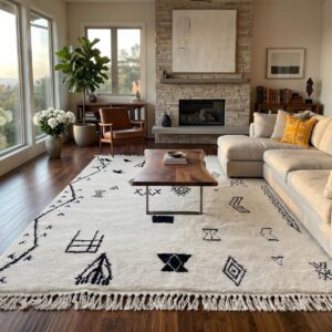 Berber Cream & Black Azilal Rug