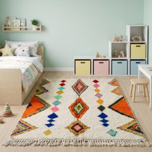Azilal Diamond Chain Rug, Rainbow Wool Carpet, Hand Knotted Berber Shag (Custom)