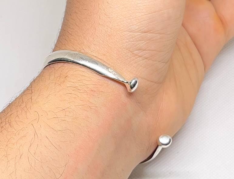 Niger Mali Tuareg Berber Cuff Bracelet: Sterling Silver Tribal Bangle