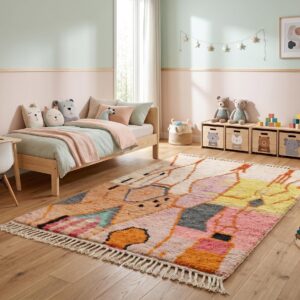 Berber Boujaad Rug Peach Pink Abstract