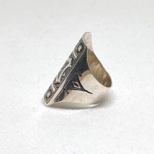 Handmade Engraved Sterling Silver Berber Ring: Tribal Jewelry, US Size 8