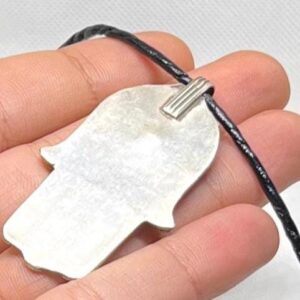 Enamel Hamsa Hand Sterling Silver Pendant: Amazigh Berber Coral Necklace