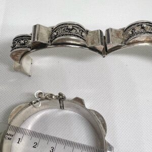 Berber Bracelet Pyramids Silver Cuff: Berber Bangle Handmade Ethnic African Engraved Tribal Jewelry