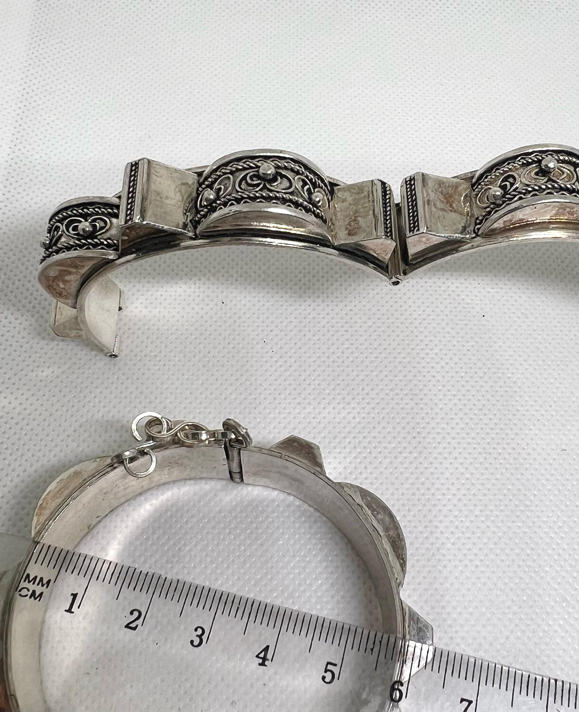 Berber Bracelet Pyramids Silver Cuff: Berber Bangle Handmade Ethnic African Engraved Tribal Jewelry