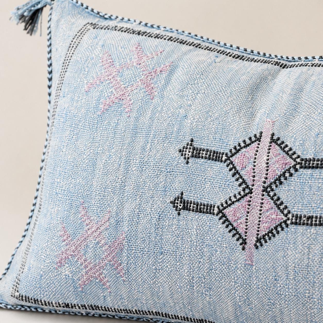 Amazigh Cactus Silk Cover 12x20 Handmade Lumbar Pillow