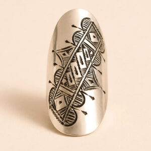 Amazigh Berber Silver Ring – Tanfust Geometric Shield Design