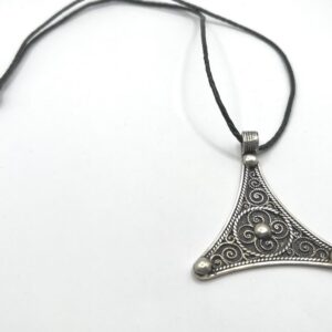 African Berber Amulet Sterling Silver Pendant Necklace: Tuareg Cross Spiral Boho Gypsy Boho