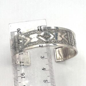 Berber Sterling Silver Tuareg Cuff Bracelet: Hand-Engraved African Tribal Bangle, Boho Ethnic African Hammered Jewelry