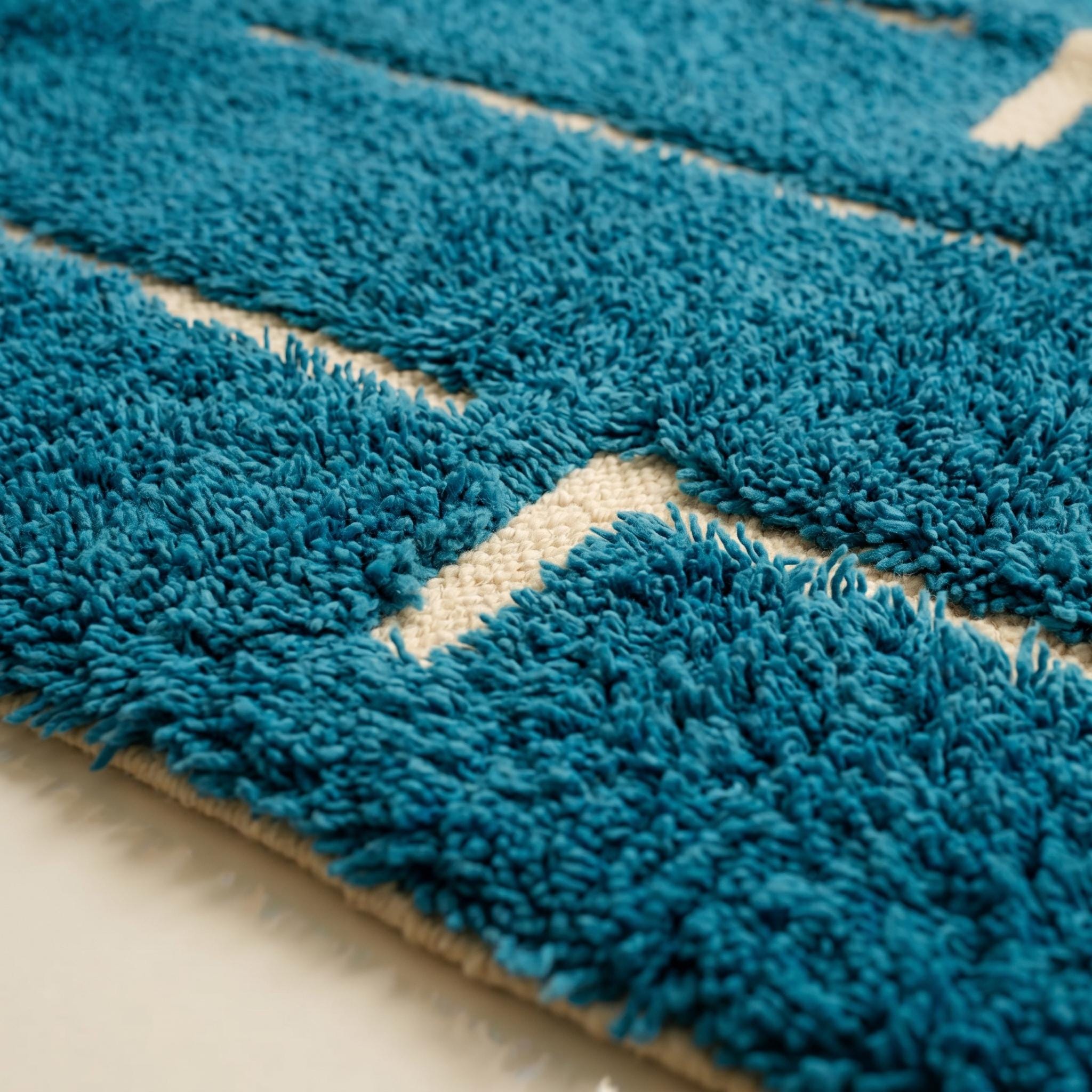 Boujaad Rug - Teal Blue Ivory Wool Rug - Handmade Abstract Rug - Boho Area Rug - Berber Carpet - Multiple Sizes