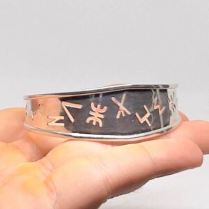 Yaz Z Sterling Silver Berber Symbol Tifinagh Cuff: Handmade Amazigh Tribal Bangle
