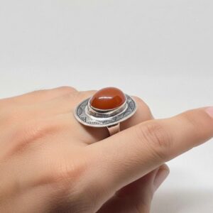 Tuareg Handmade Sterling Silver Carnelian Ring: Berber Tribal Jewelry, Size 7 US