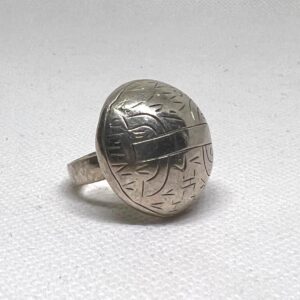 Antique Berber Silver Yaz Amazigh Symbol Tuareg Ring, Ethnic Tribal Jewelry