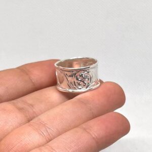Handmade Berber Sterling Silver Wide Band Ring: Tribal statement Simple Jewelry