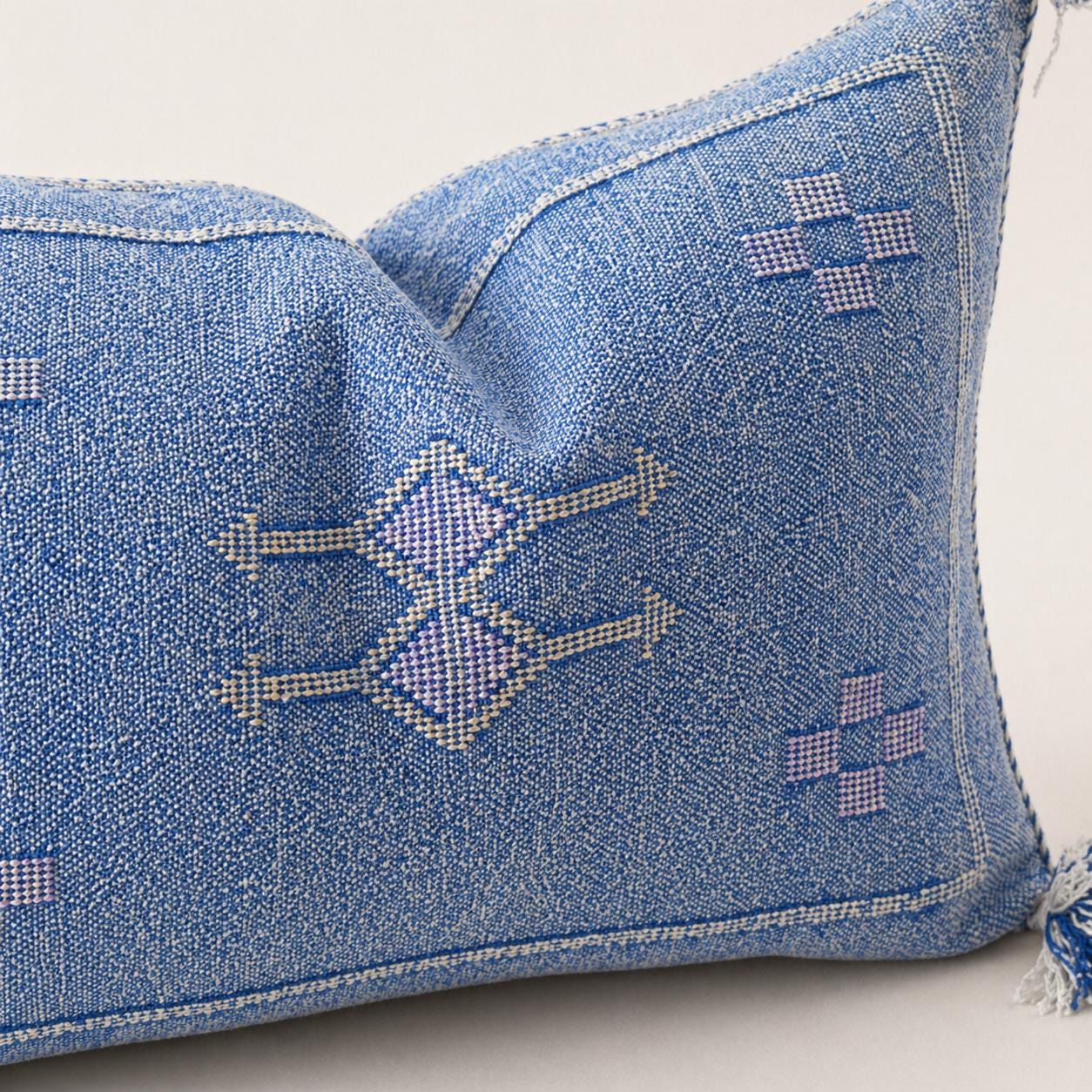 Amazigh Cactus Silk Cover 12x20 Handmade Lumbar Pillow