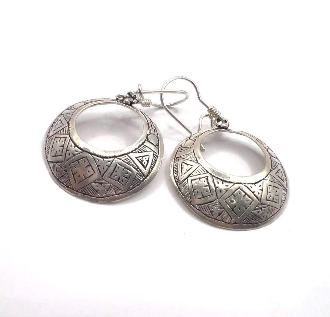Tuareg Sterling Silver Amazigh Yaz Symbol Bohemian Gypsy Ethnic Hippie African Earrings: Berber Jewelry