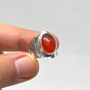Tuareg Handmade Sterling Silver Carnelian Ring: Berber Tribal Jewelry, Size 8 US