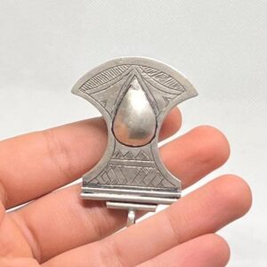 Antique Tuareg Cross Pendant: Silver Ebony African Amulet Pendant Necklace