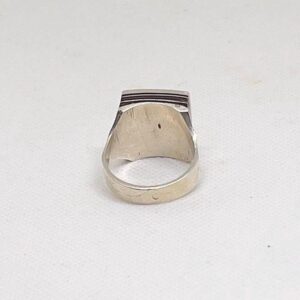 Tuareg Sterling Silver Ring with Chevron Bead - Size 12