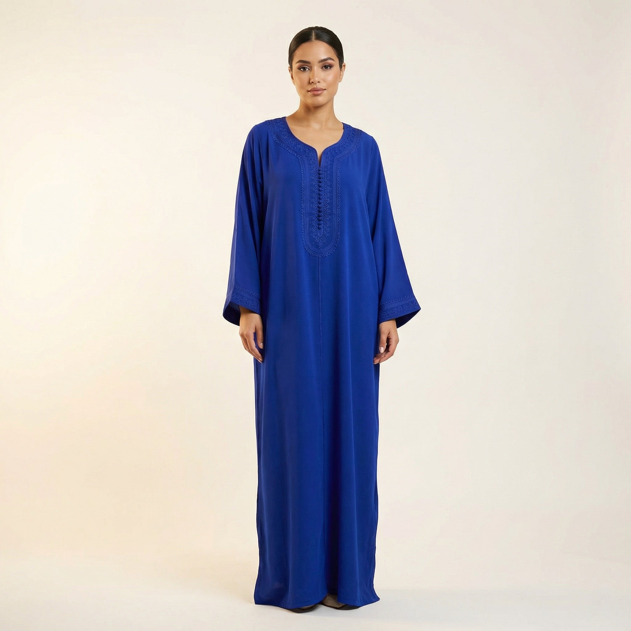 Gandoura Djellaba - Royal Blue Embroidered Traditional Style