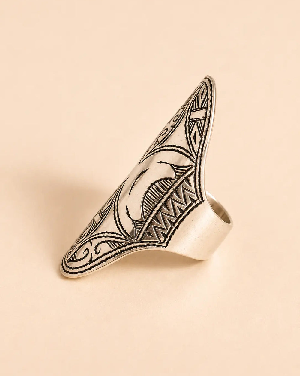 Amazigh Silver Ring – Tighri Geometric Shield Design