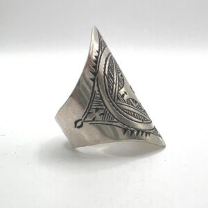 Handmade Sterling Silver Tuareg Ring: Tribal Engraved Boho Ethnic Jewelry (Size 8)