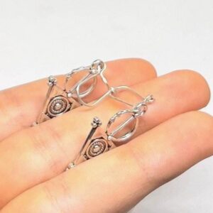Silver Tazerzit Bohemian Earrings: Boho Tizerzai Berber Fibula North African Jewelry