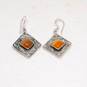 Tuareg Berber Amber Earrings: Sterling Silver African Tribal Jewelry
