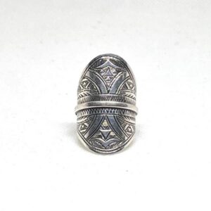 Berber Sterling Silver Ring: Engraved Tuareg Tribal Jewelry, Size 9