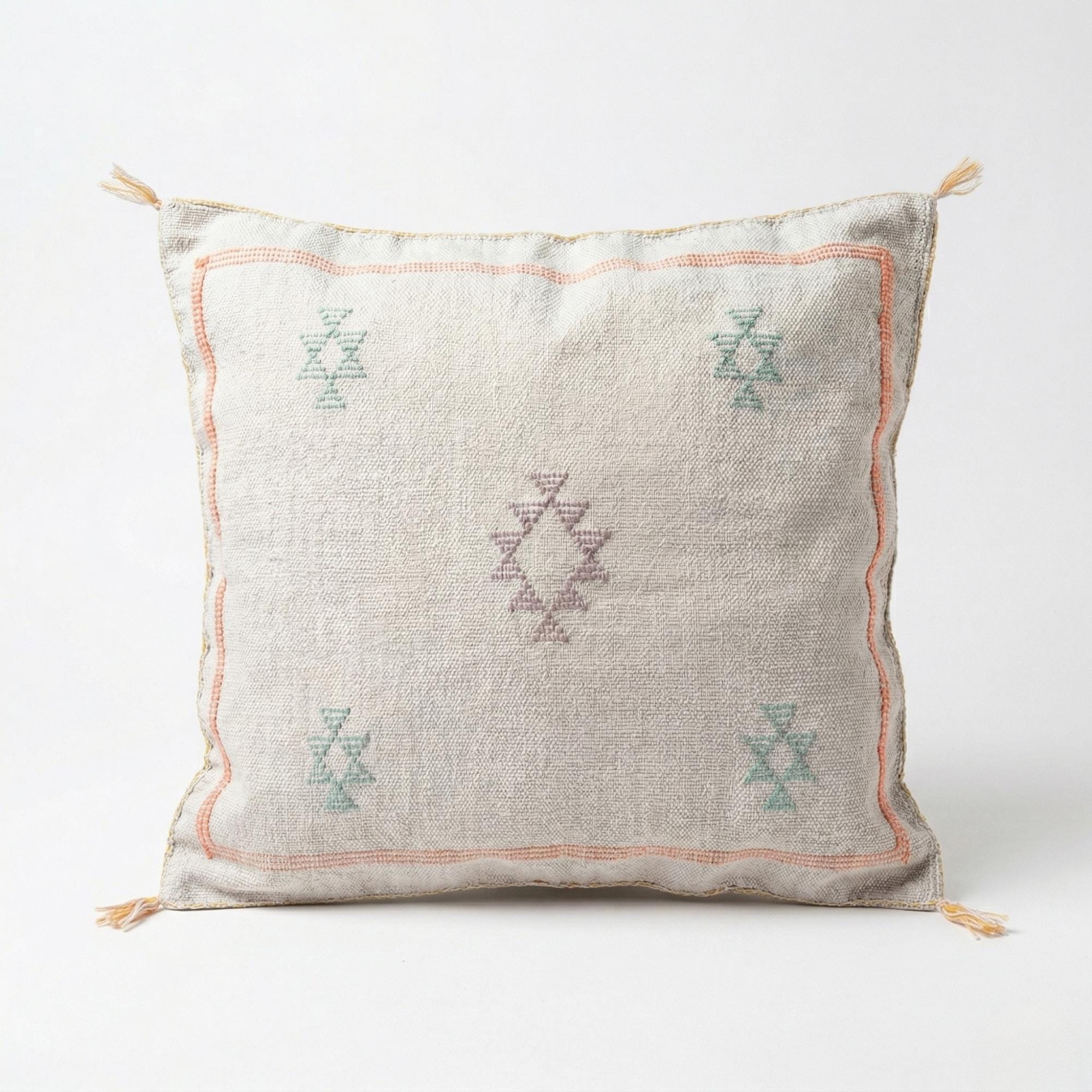 Berber Off-White Cactus Silk Handmade Sabra Cushion Pillow