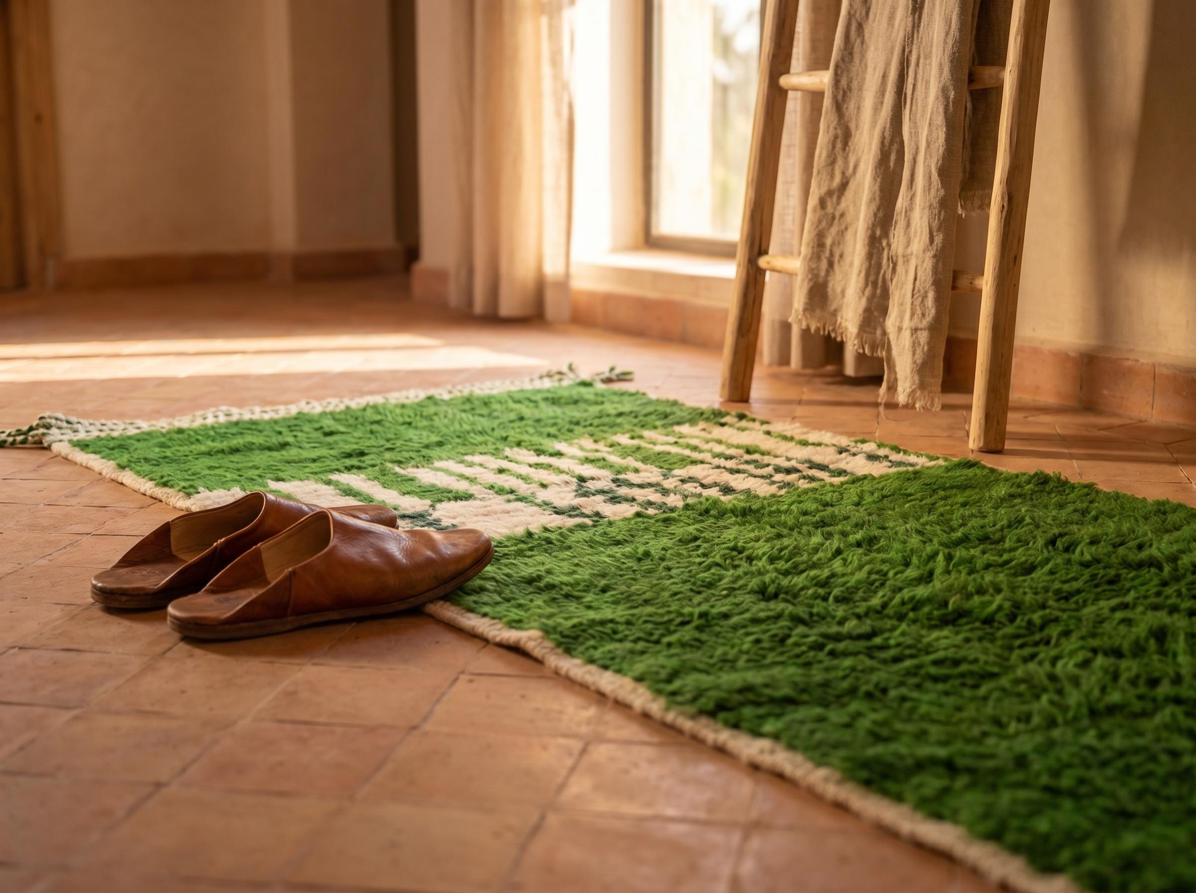 Berber Green Hallway Rug